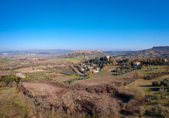 View on the old town Orvieto, Umbria, Italy. Aerial panorama