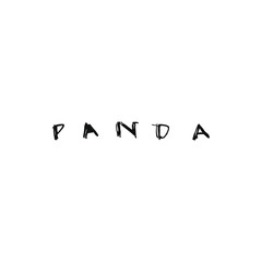 Panda lettering in graphic style. Graphic hand drawn illustration.