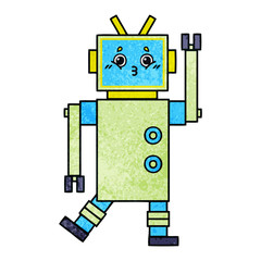 retro grunge texture cartoon robot