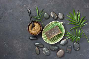 Green  spa cosmetic arrangement