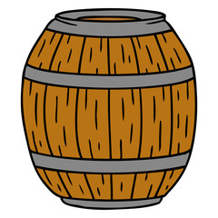 cartoon doodle of a wooden barrel
