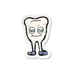 retro distressed sticker of a cartoon smiling tooth