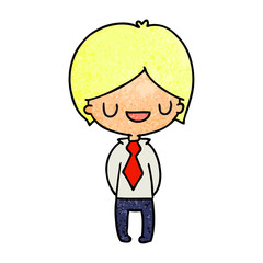 textured cartoon of a kawaii cute boy