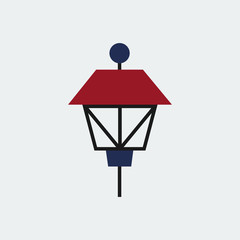 Colored Park Lamp Icon.Flat Design.Vector Illustration