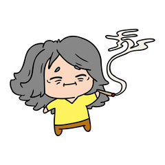 cartoon of cute kawaii old woman
