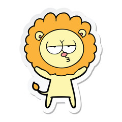 sticker of a cartoon bored lion