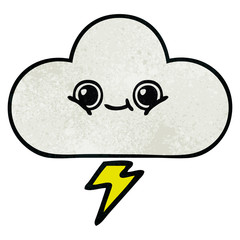 retro grunge texture cartoon storm cloud