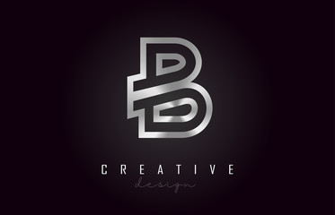 B Silver Letter Logo Monogram Vector Design. Creative B Silver Metal Letter Icon