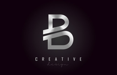 B Silver Letter Logo Monogram Vector Design. Creative B Silver Metal Letter Icon