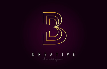 B Golden Letter Logo Monogram Vector Design. Creative B Gold Metal Letter Icon