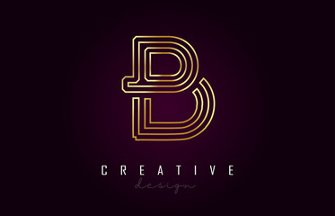 B Golden Letter Logo Monogram Vector Design. Creative B Gold Metal Letter Icon