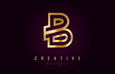 B Golden Letter Logo Monogram Vector Design. Creative B Gold Metal Letter Icon