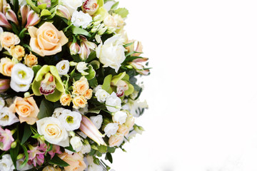 Spring bouquet of flowers, in a basket, a beautiful bouquet