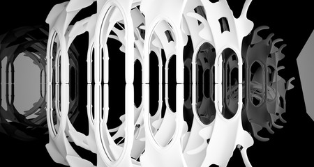 Abstract white and black gothic smooth interior. 3D illustration and rendering.
