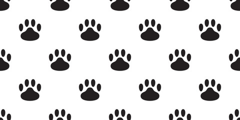 Fototapeta premium Dog Paw seamless pattern vector footprint cat bear puppy scarf isolated tile background repeat wallpaper cartoon illustration