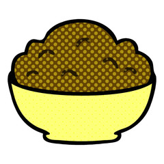 quirky hand drawn cartoon bowl of pudding