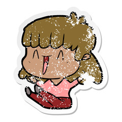 distressed sticker of a cartoon woman
