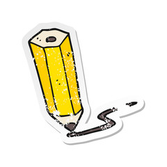 retro distressed sticker of a cartoon pencil scribbling