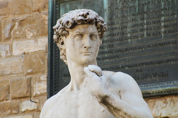marble sculpture of david michelangelo buonarotti in italy