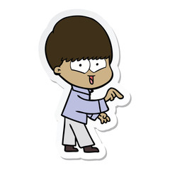 sticker of a cartoon happy boy