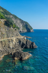 Italy,Cinque Terre, Manarola, cliff over the ocean Italian Riviera