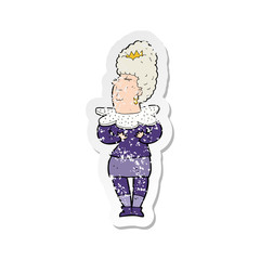 retro distressed sticker of a cartoon aristocratic woman