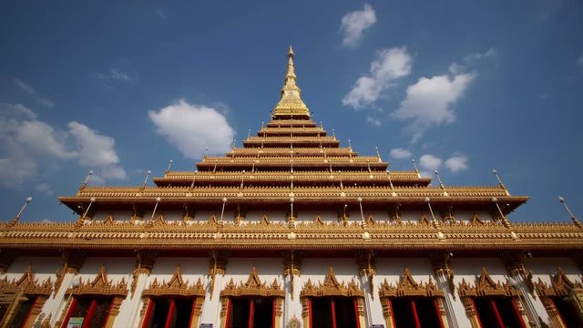 Nine storey Pagoda, Ancient pagada in Khon Kaen, Thailand, time lapse  