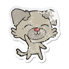 distressed sticker of a cartoon dog