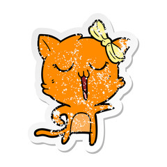 distressed sticker of a cartoon cat