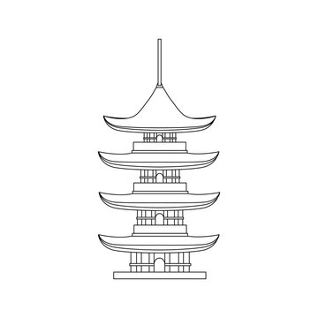 recommend clip art: Traditional Asian House Thin Line Object. Vector