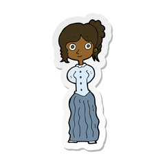 sticker of a cartoon happy woman