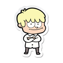 sticker of a happy cartoon man