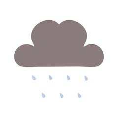 flat color retro cartoon storm rain cloud