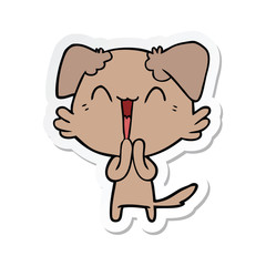 sticker of a laughing little dog cartoon