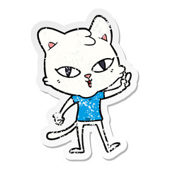 distressed sticker of a cartoon cat