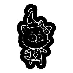 cartoon icon of a cat wearing santa hat