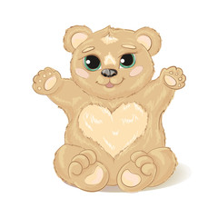 Cute Cartoon mummy's teddy with toys on a white background. Vector illustration