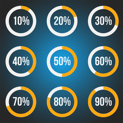 Orange progress indicators set, vector illustration for design