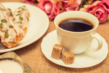 homemade eclairs and coffee