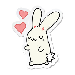 sticker of a cartoon rabbit in love