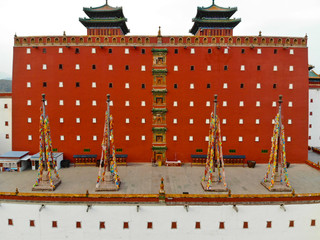 Aerial view of The Putuo Zongcheng Buddhist Temple, one of the Eight Outer Temples of Chengde,...