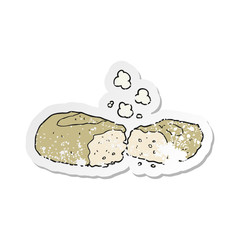 retro distressed sticker of a cartoon bread