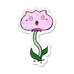 sticker of a cartoon shocked flower