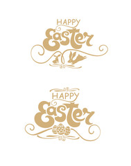 Happy Easter. Typography Lettering Designs Set. Isolated template on white background.