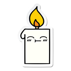sticker of a cute cartoon lit candle