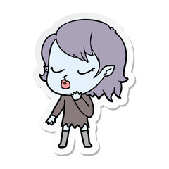 sticker of a cute cartoon vampire girl