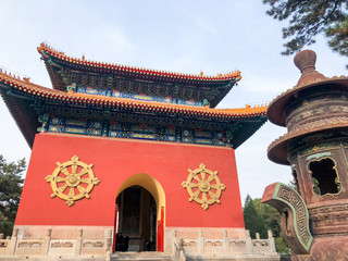 Gate inside The Putuo Zongcheng Buddhist Temple, one of the Eight Outer Temples of Chengde, built...