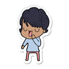 sticker of a cartoon woman talking