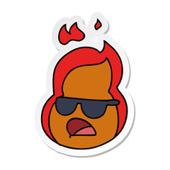 sticker cartoon kawaii flames in shades