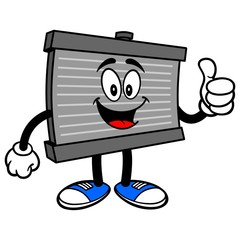 Radiator Mascot with Thumbs Up - A vector cartoon illustration of a motor radiator mascot holding Thumbs up.